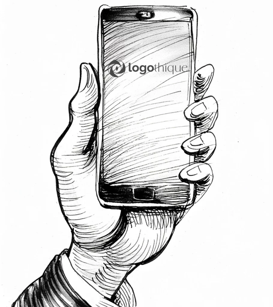 illustration d'une main tenant un téléphone mobile